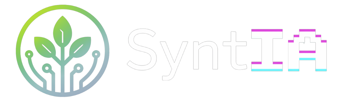 Logo de SyntIA: Una planta con raíces de circuitos integrados, representando tecnología aplicada al agro.